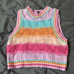 Forever 21 Crochet Knit Muscle Tee Sweater